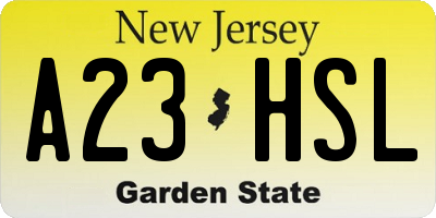 NJ license plate A23HSL