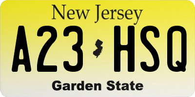 NJ license plate A23HSQ
