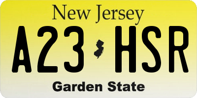 NJ license plate A23HSR