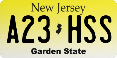 NJ license plate A23HSS