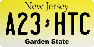 NJ license plate A23HTC