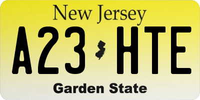 NJ license plate A23HTE
