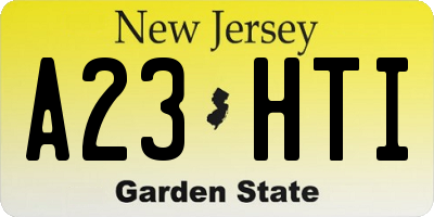 NJ license plate A23HTI