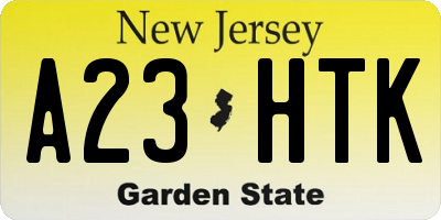 NJ license plate A23HTK