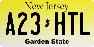 NJ license plate A23HTL