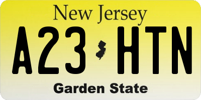 NJ license plate A23HTN