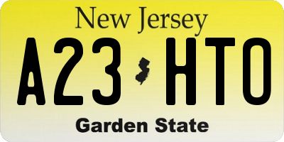 NJ license plate A23HTO
