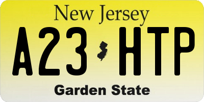 NJ license plate A23HTP