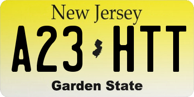 NJ license plate A23HTT