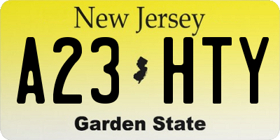 NJ license plate A23HTY