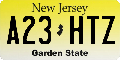 NJ license plate A23HTZ