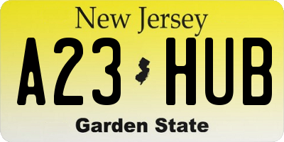 NJ license plate A23HUB