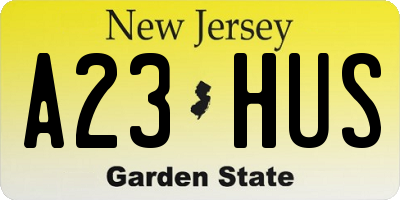 NJ license plate A23HUS