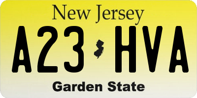 NJ license plate A23HVA