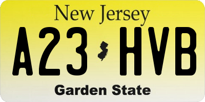 NJ license plate A23HVB