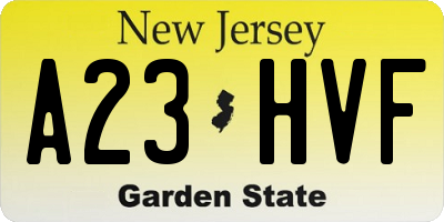 NJ license plate A23HVF