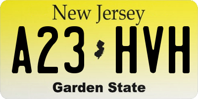 NJ license plate A23HVH