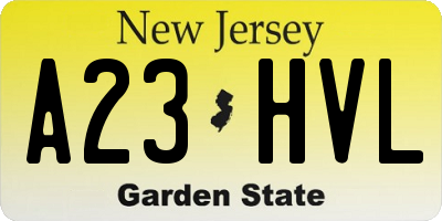 NJ license plate A23HVL