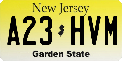 NJ license plate A23HVM