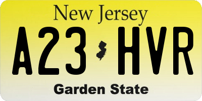 NJ license plate A23HVR
