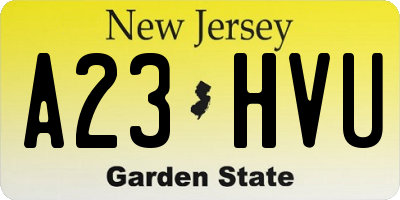 NJ license plate A23HVU