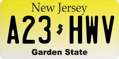 NJ license plate A23HWV