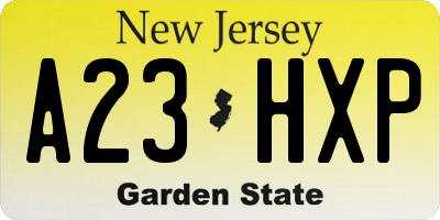 NJ license plate A23HXP