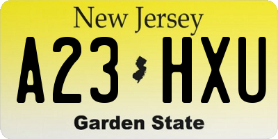 NJ license plate A23HXU