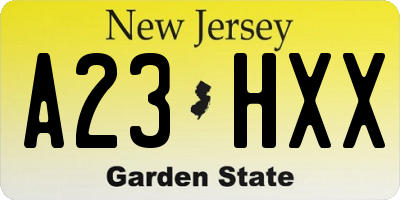 NJ license plate A23HXX