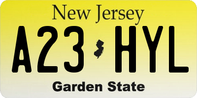 NJ license plate A23HYL