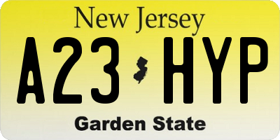 NJ license plate A23HYP