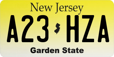 NJ license plate A23HZA