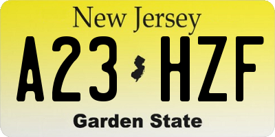 NJ license plate A23HZF