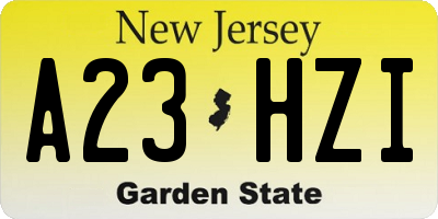 NJ license plate A23HZI