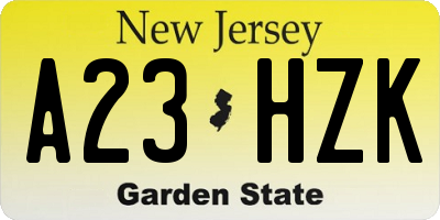 NJ license plate A23HZK
