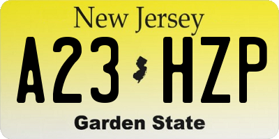 NJ license plate A23HZP