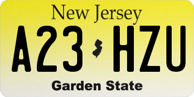 NJ license plate A23HZU