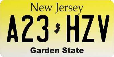 NJ license plate A23HZV