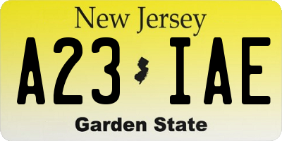 NJ license plate A23IAE