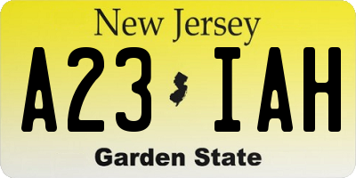 NJ license plate A23IAH