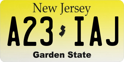NJ license plate A23IAJ