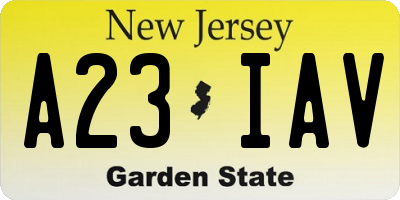 NJ license plate A23IAV