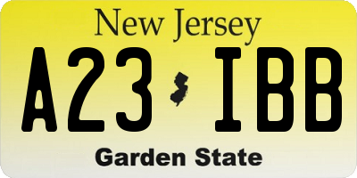 NJ license plate A23IBB