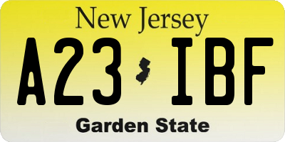 NJ license plate A23IBF