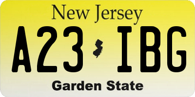 NJ license plate A23IBG