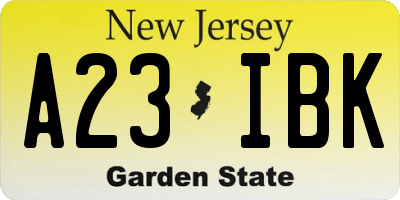 NJ license plate A23IBK