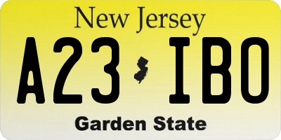 NJ license plate A23IBO