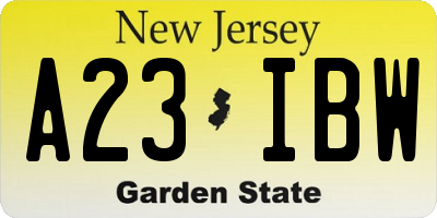 NJ license plate A23IBW