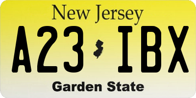 NJ license plate A23IBX