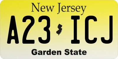 NJ license plate A23ICJ